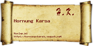 Hornung Karsa névjegykártya
